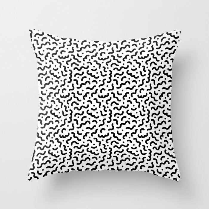 Black and white line doodle squiggle pattern Throw Pillow Gallery Image 6