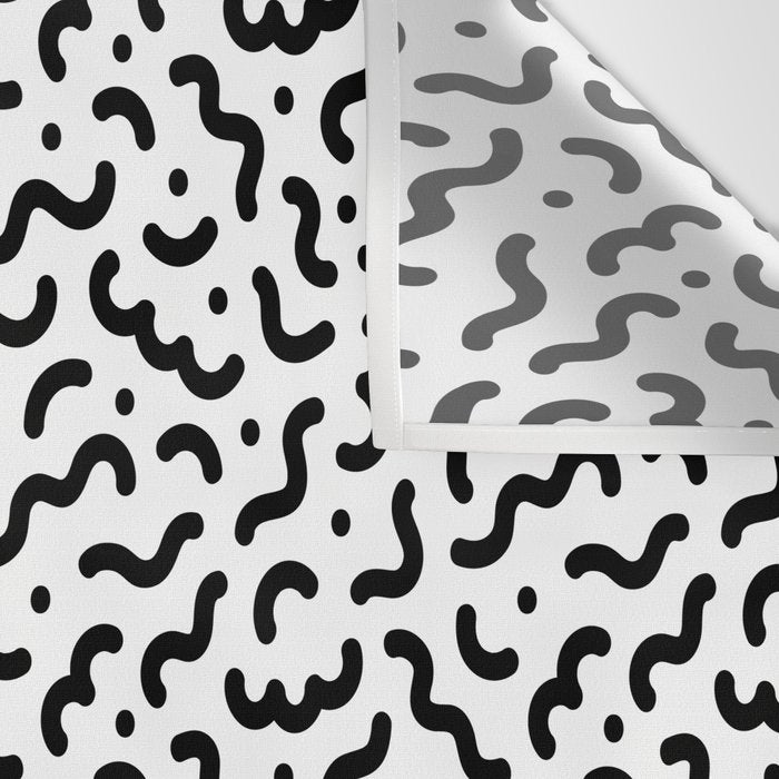 Black and white line doodle squiggle pattern Wall Tapestry Gallery Image 3