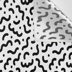 Black and white line doodle squiggle pattern Wall Tapestry Gallery Image 3