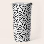 Black and white line doodle squiggle pattern Travel Mug Gallery Image 2