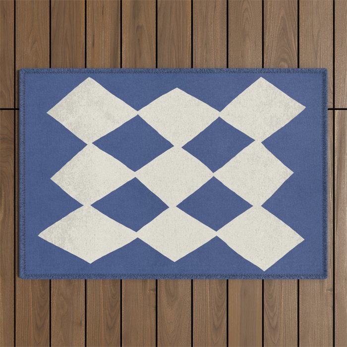 Diamond Pattern Abstract - Dark Blue Outdoor Rug Gallery Image 1