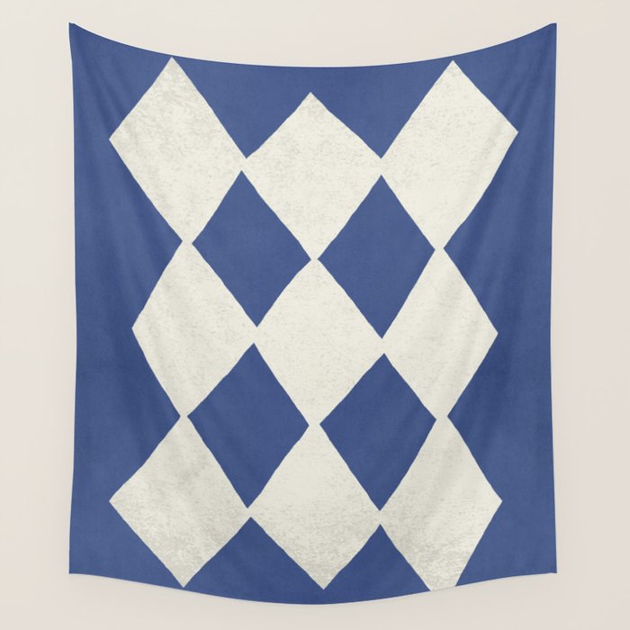 Diamond Pattern Abstract - Dark Blue Wall Tapestry Gallery Image 4