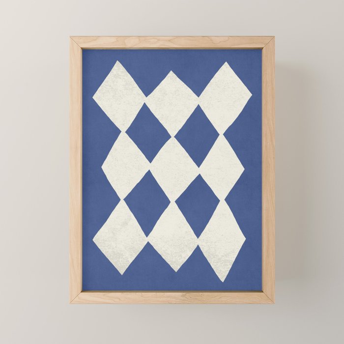 Diamond Pattern Abstract - Dark Blue Mini Art Print Gallery Image 1
