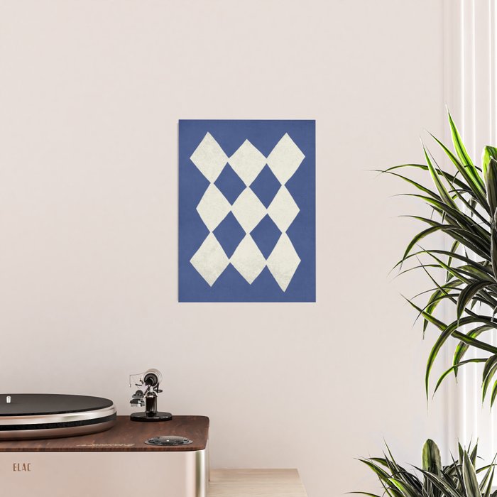 Diamond Pattern Abstract - Dark Blue Poster Gallery Image 2