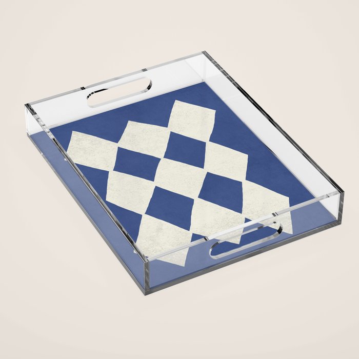 Diamond Pattern Abstract - Dark Blue Acrylic Tray Gallery Image 1