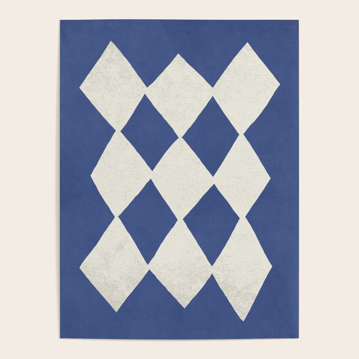 Diamond Pattern Abstract - Dark Blue Poster Gallery Image 1