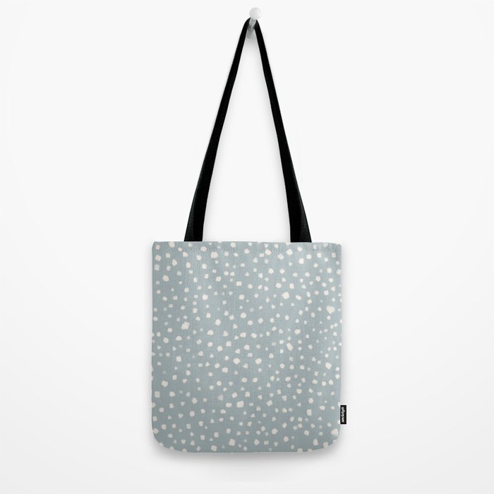 Minimalist Pale Painted Smudge Dots Pattern in Light Blue Gray and Cream Tote Bag Gallery Image 2