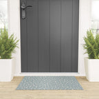 Minimalist Pale Painted Smudge Dots Pattern in Light Blue Gray and Cream Welcome Mat Gallery Image 3