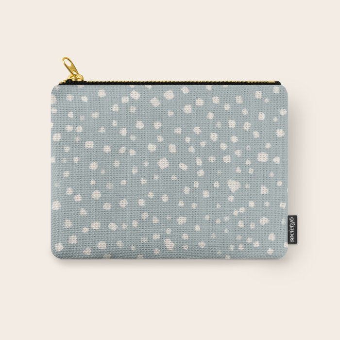 Minimalist Pale Painted Smudge Dots Pattern in Light Blue Gray and Cream Carry All Pouch Gallery Image 1