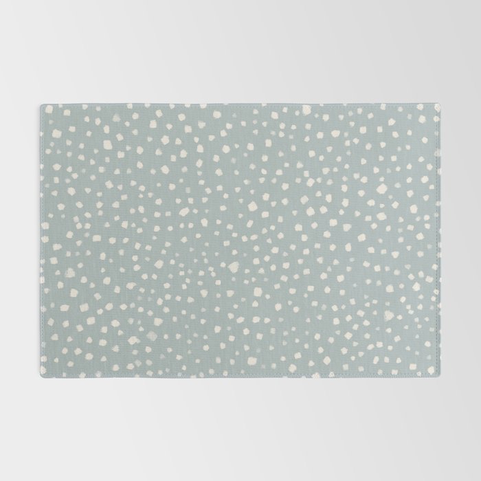 Minimalist Pale Painted Smudge Dots Pattern in Light Blue Gray and Cream Rug Gallery Image 2