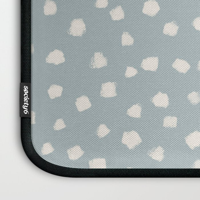 Minimalist Pale Painted Smudge Dots Pattern in Light Blue Gray and Cream Laptop Sleeve Gallery Image 3