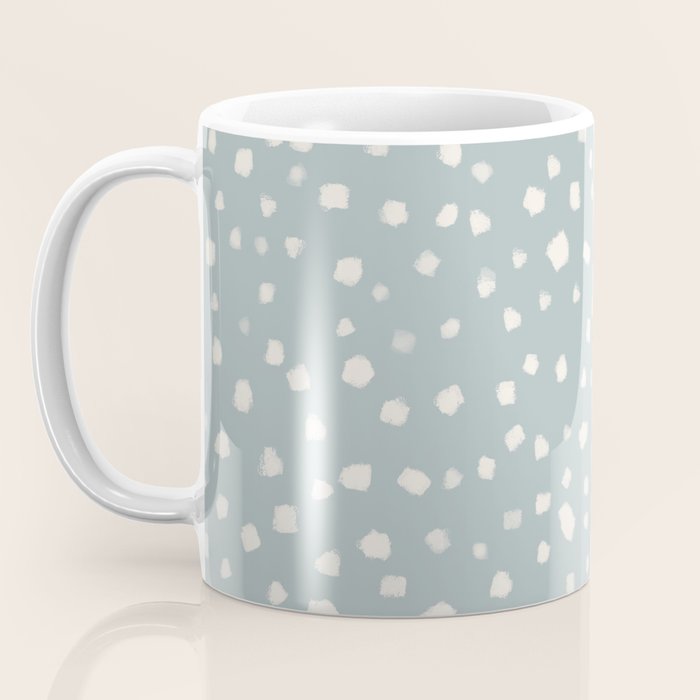 Minimalist Pale Painted Smudge Dots Pattern in Light Blue Gray and Cream Coffee Mug Gallery Image 3