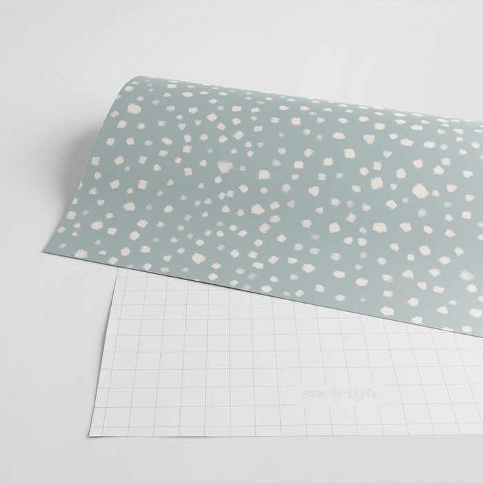 Minimalist Pale Painted Smudge Dots Pattern in Light Blue Gray and Cream Wrapping Paper Gallery Image 2