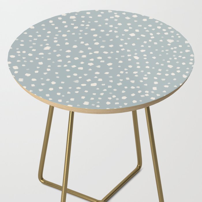 Minimalist Pale Painted Smudge Dots Pattern in Light Blue Gray and Cream Side Table Gallery Image 2