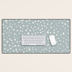 Minimalist Pale Painted Smudge Dots Pattern in Light Blue Gray and Cream Desk Mat Gallery Image 1