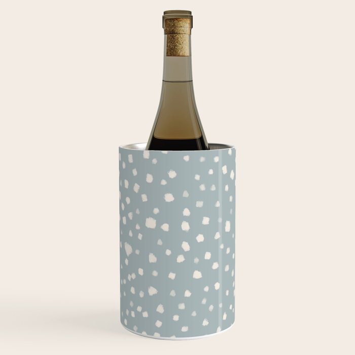 Minimalist Pale Painted Smudge Dots Pattern in Light Blue Gray and Cream Wine Chiller Gallery Image 3