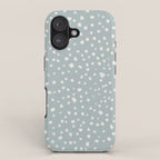 Minimalist Pale Painted Smudge Dots Pattern in Light Blue Gray and Cream iPhone Case Gallery Image 1