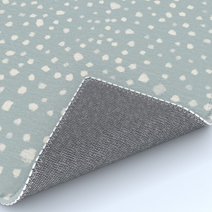 Minimalist Pale Painted Smudge Dots Pattern in Light Blue Gray and Cream Rug Gallery Image 4