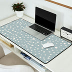 Minimalist Pale Painted Smudge Dots Pattern in Light Blue Gray and Cream Desk Mat Gallery Image 2
