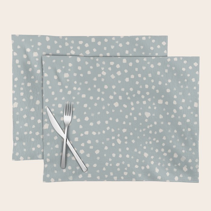 Minimalist Pale Painted Smudge Dots Pattern in Light Blue Gray and Cream Placemat Gallery Image 1