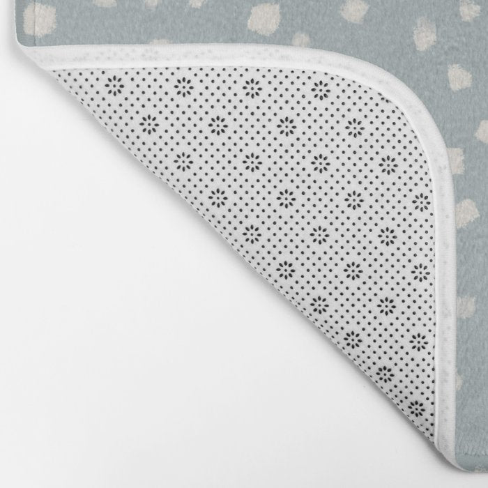Minimalist Pale Painted Smudge Dots Pattern in Light Blue Gray and Cream Bath Mat Gallery Image 2