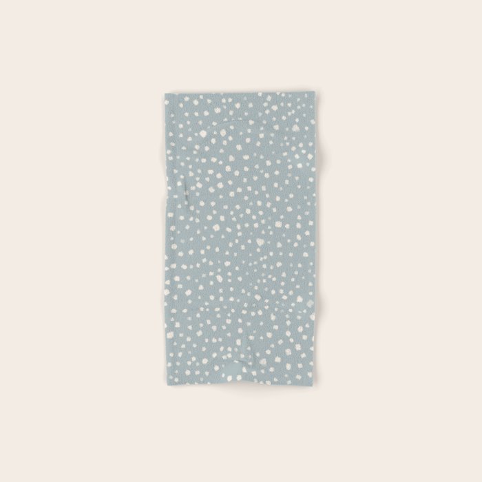 Minimalist Pale Painted Smudge Dots Pattern in Light Blue Gray and Cream Bath Towel Gallery Image 1