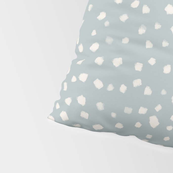 Minimalist Pale Painted Smudge Dots Pattern in Light Blue Gray and Cream Pillow Sham Gallery Image 4