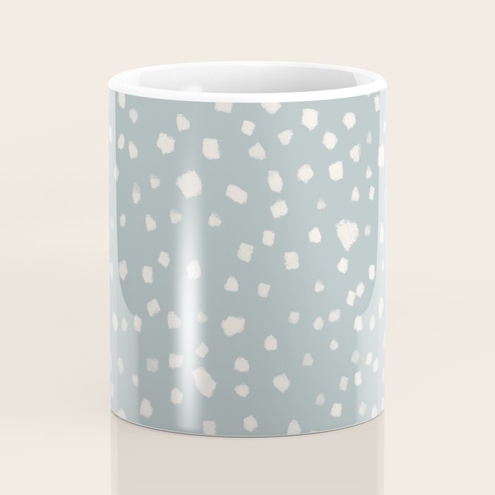 Minimalist Pale Painted Smudge Dots Pattern in Light Blue Gray and Cream Coffee Mug Gallery Image 4