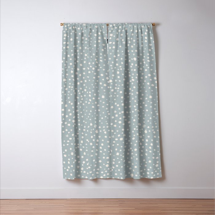 Minimalist Pale Painted Smudge Dots Pattern in Light Blue Gray and Cream Window Curtain Gallery Image 3