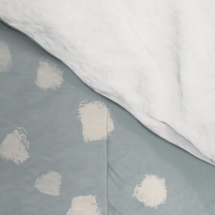 Minimalist Pale Painted Smudge Dots Pattern in Light Blue Gray and Cream Comforter Gallery Image 4