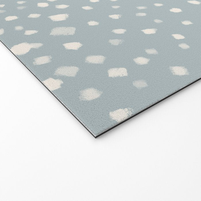 Minimalist Pale Painted Smudge Dots Pattern in Light Blue Gray and Cream Welcome Mat Gallery Image 2