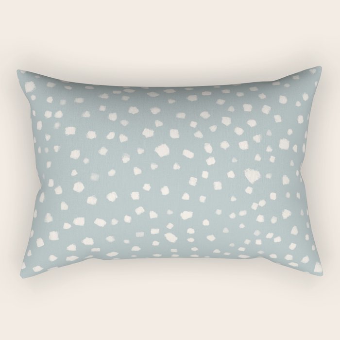 Minimalist Pale Painted Smudge Dots Pattern in Light Blue Gray and Cream Rectangular Pillow Gallery Image 2