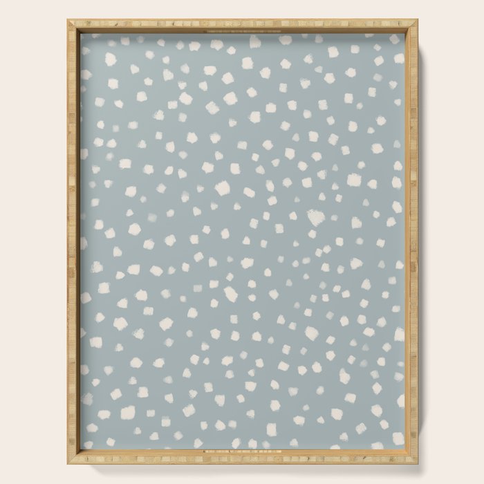 Minimalist Pale Painted Smudge Dots Pattern in Light Blue Gray and Cream Serving Tray Gallery Image 1