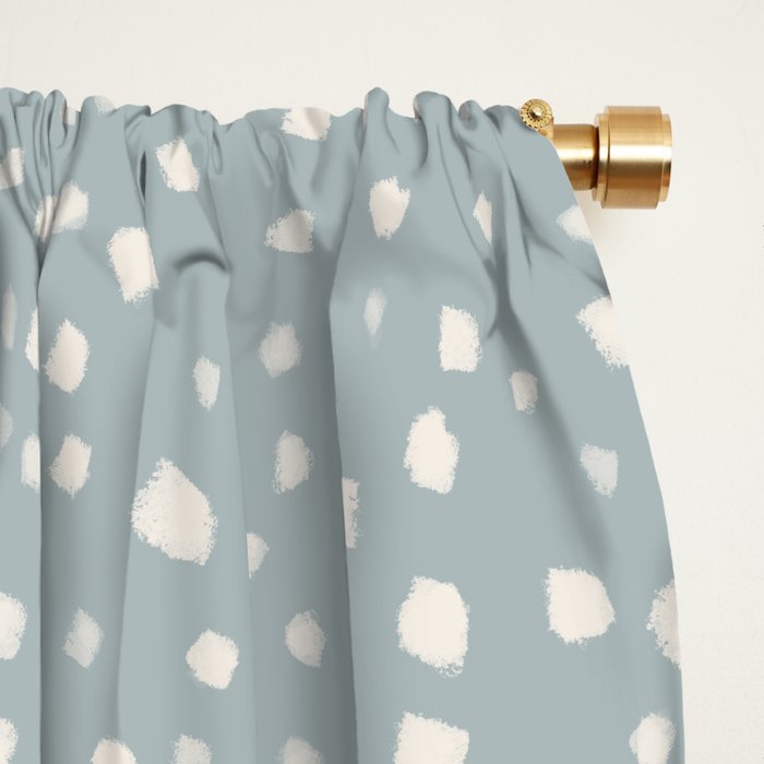 Minimalist Pale Painted Smudge Dots Pattern in Light Blue Gray and Cream Window Curtain Gallery Image 2