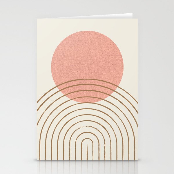 Pink Sun Mid-Century Full Stationery Card Gallery Image 1