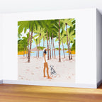 The Happy Spots, Dalmatian Dog Pets, Bohemian Woman Beach Tropical Palm Fashion Illustration Wall Mural Gallery Image 2