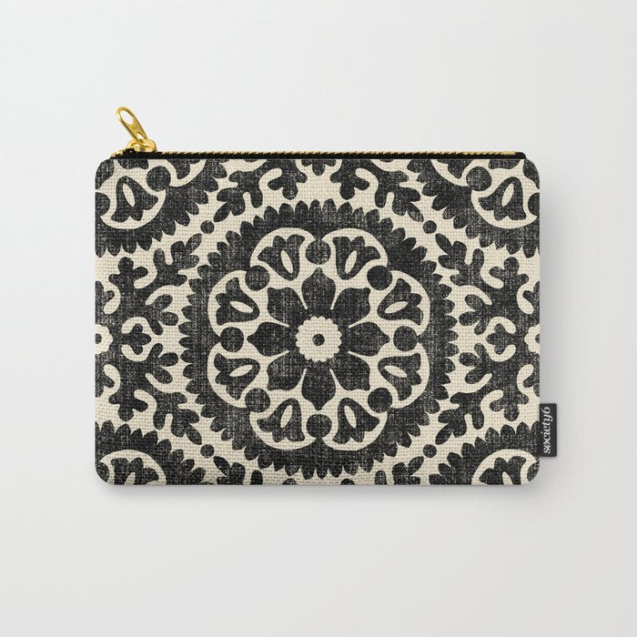 Folk Art Mandala - black and cream Carry All Pouch Gallery Image 1
