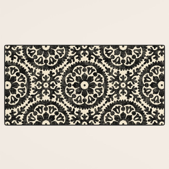 Folk Art Mandala - black and cream Desk Mat Gallery Image 3