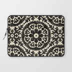 Folk Art Mandala - black and cream Laptop Sleeve Gallery Image 1
