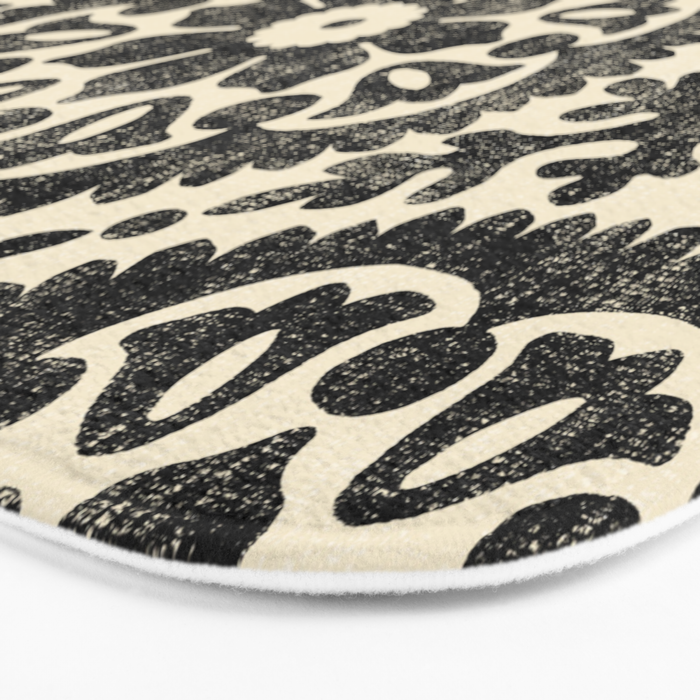 Folk Art Mandala - black and cream Bath Mat Gallery Image 3