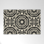 Folk Art Mandala - black and cream Welcome Mat Gallery Image 1
