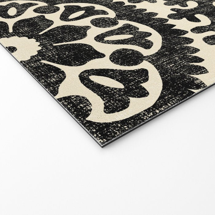Folk Art Mandala - black and cream Welcome Mat Gallery Image 2