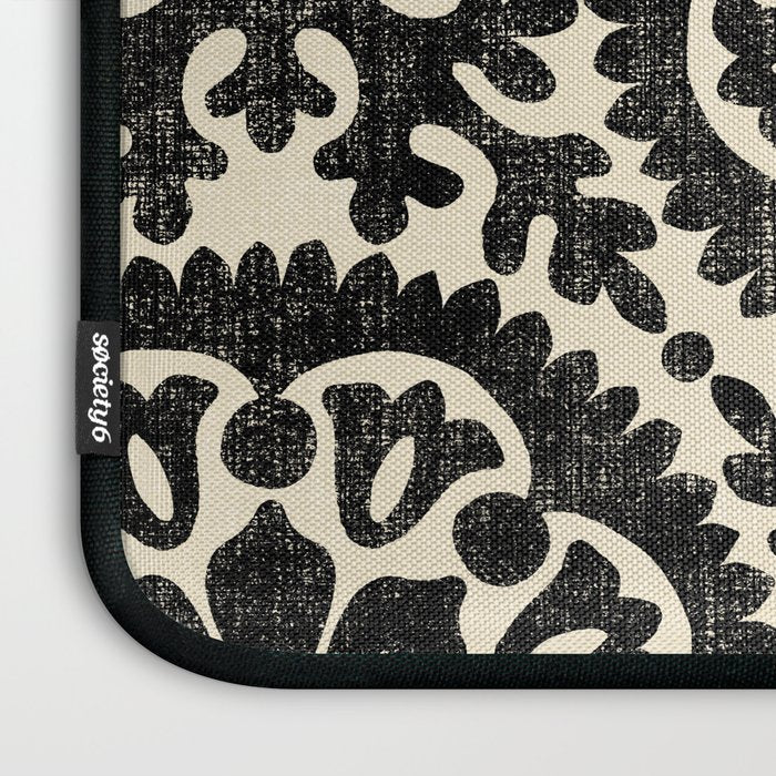 Folk Art Mandala - black and cream Laptop Sleeve Gallery Image 3