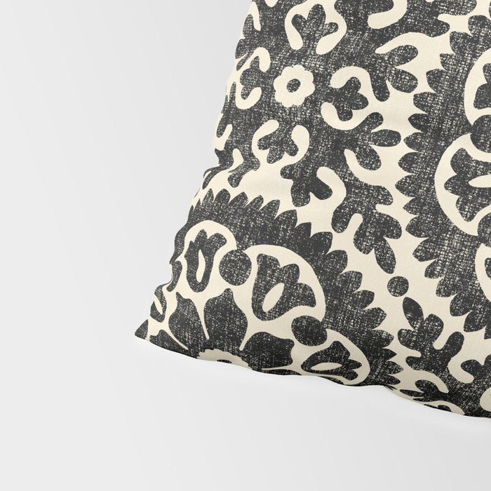 Folk Art Mandala - black and cream Pillow Sham Gallery Image 4