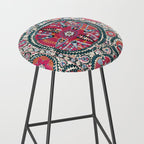 Large Medallion Bokhara Suzani  Uzbekistan Embroidery Print Stool Gallery Image 2