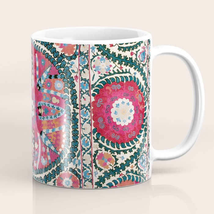 Large Medallion Bokhara Suzani  Uzbekistan Embroidery Print Coffee Mug Gallery Image 1