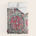Large Medallion Bokhara Suzani  Uzbekistan Embroidery Print Duvet Cover Gallery Image 6