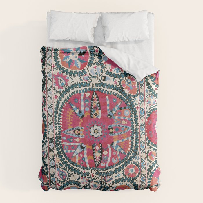Large Medallion Bokhara Suzani  Uzbekistan Embroidery Print Duvet Cover Gallery Image 6