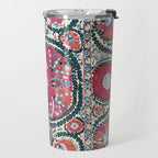 Large Medallion Bokhara Suzani  Uzbekistan Embroidery Print Travel Mug Gallery Image 2