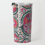 Large Medallion Bokhara Suzani  Uzbekistan Embroidery Print Travel Mug Gallery Image 3